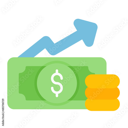 Salary Raise Flat Multicolor Icon