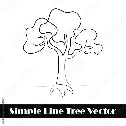 Easy Simple Line Tree Vector Creative Concept: Nature in Minimalist Harmony