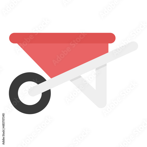 Wheel Barrow Flat Multicolor Icon