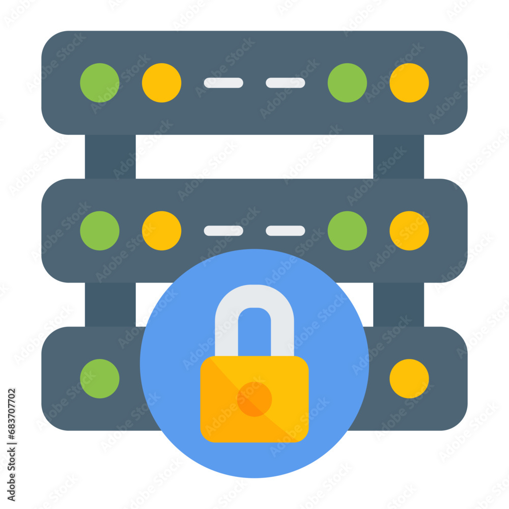 Server Security Flat Multicolor Icon