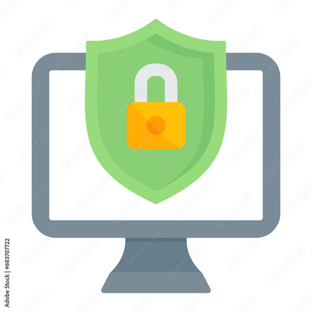 Computer Security Flat Multicolor Icon Computer Security Flat Multicolor Icon