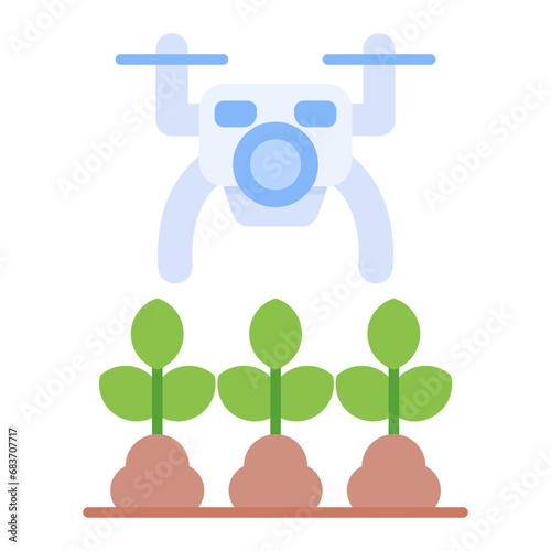 Agricultural Drones Flat Multicolor Icon