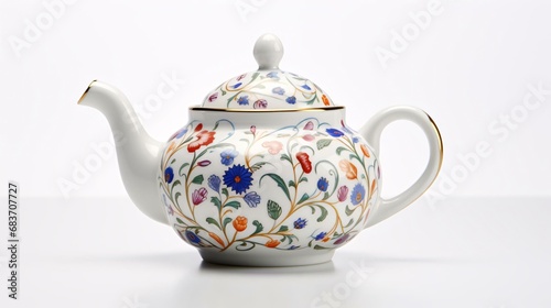 a teapot with flowers on it