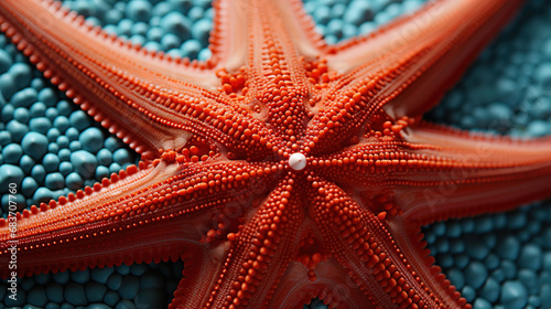 Close Up of Beautiful Starfish Underwater Blurry Seascape Background