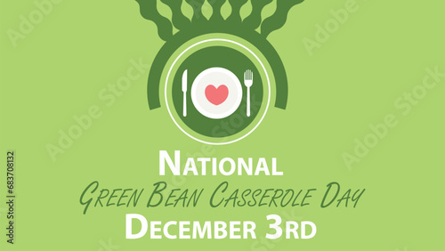 National Green Bean Casserole Day vector banner design. Happy National Green Bean Casserole Day modern minimal graphic poster illustration.