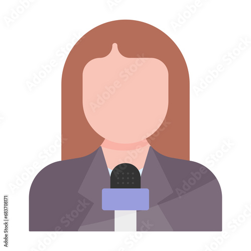 Journalist Female Flat Multicolor Icon
