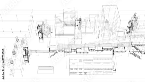 3D illustration of industrial building