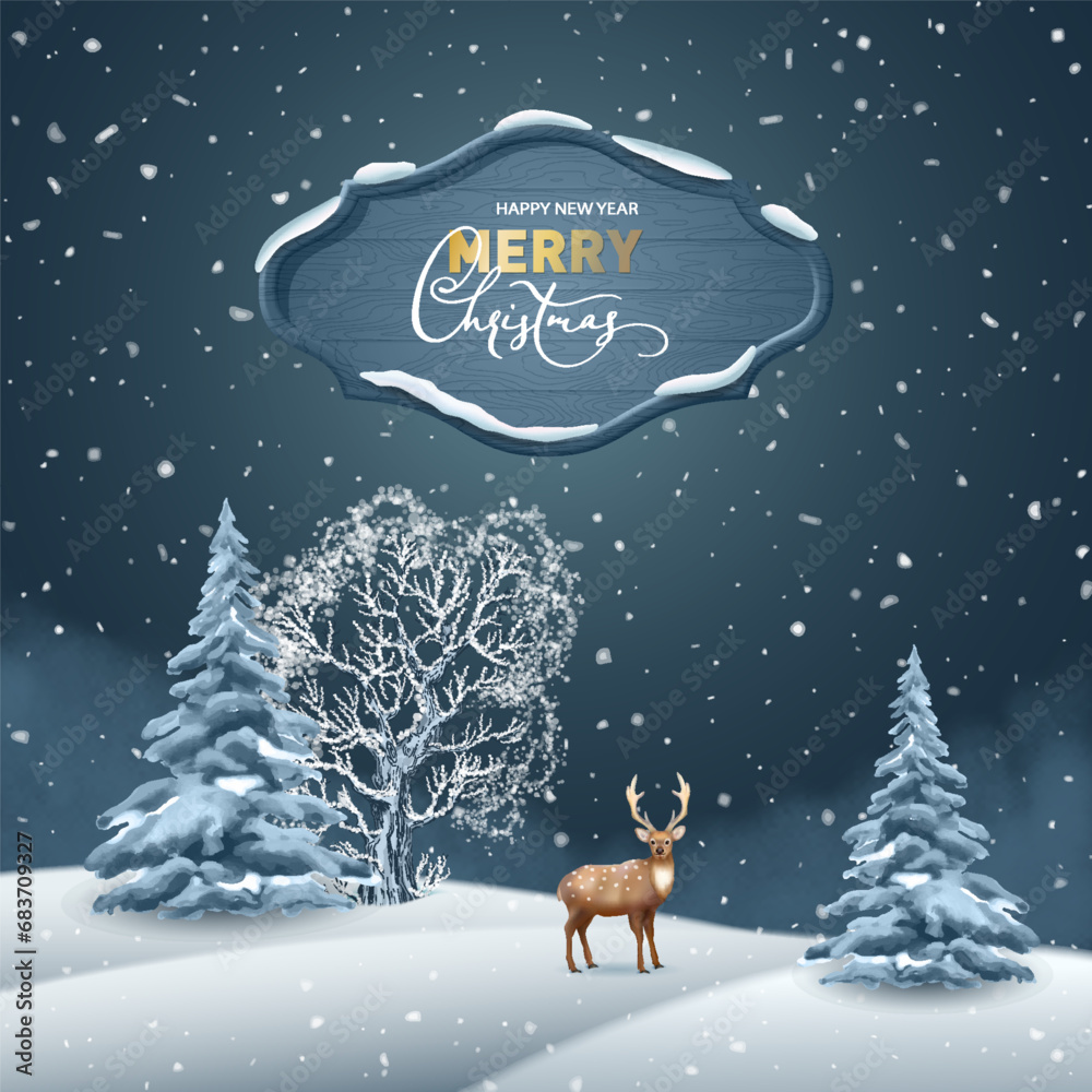 Fototapeta premium Christmas and New Year Poster