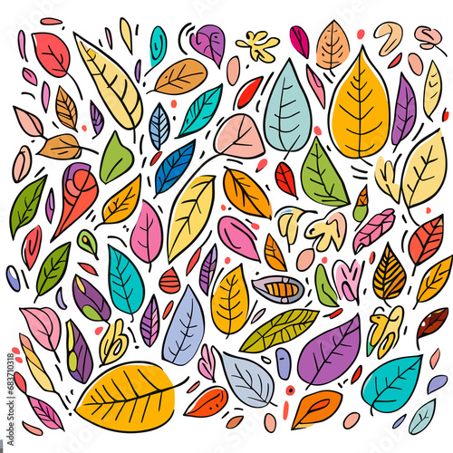 Children s Crayon Patterns Stitching Together a Mosaic of Multicolored Leaves