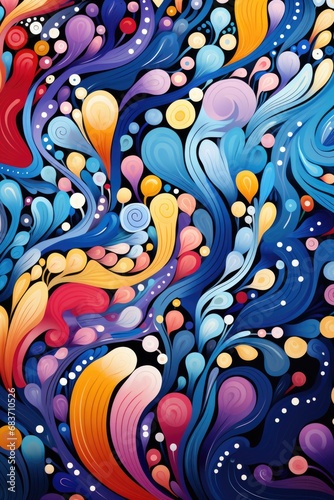 A colorful abstract painting with lots of different colors.