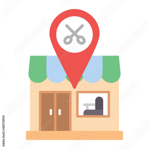 Barber Location Flat Multicolor Icon