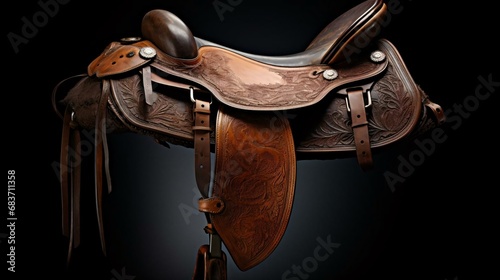 a brown leather horse saddle