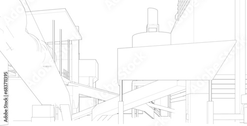 3D illustration of industrial building