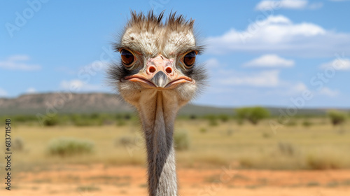 common ostrich (Struthio camelus), simply ostrich species of large flightless bird. generative ai