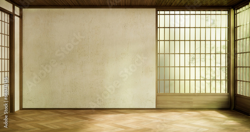 Empty wooden room ,Cleaning room interior, 3D rendering