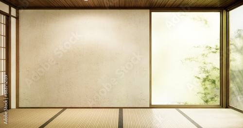 Interior, Empty room and tatami mat floor room modern style.