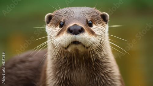 Cute close up portrait of an Asian or Oriental small clawed otter (Aonyx cinerea). generative ai