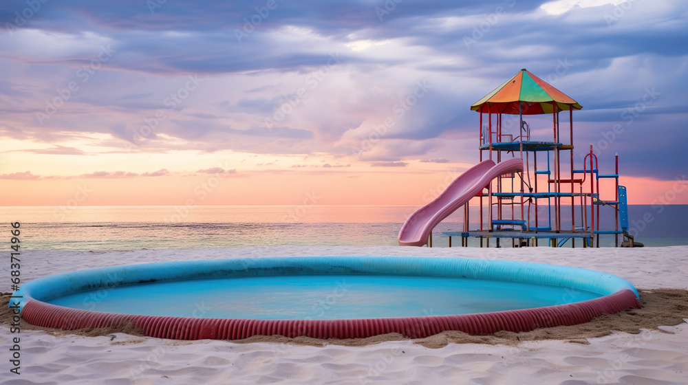 Obraz premium Playground on the Beach. Generative Ai