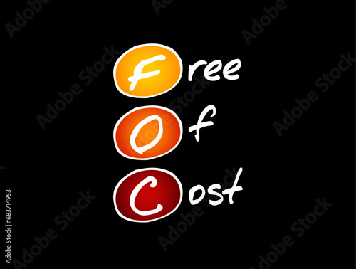FOC - Free Of Cost acronym, business concept background