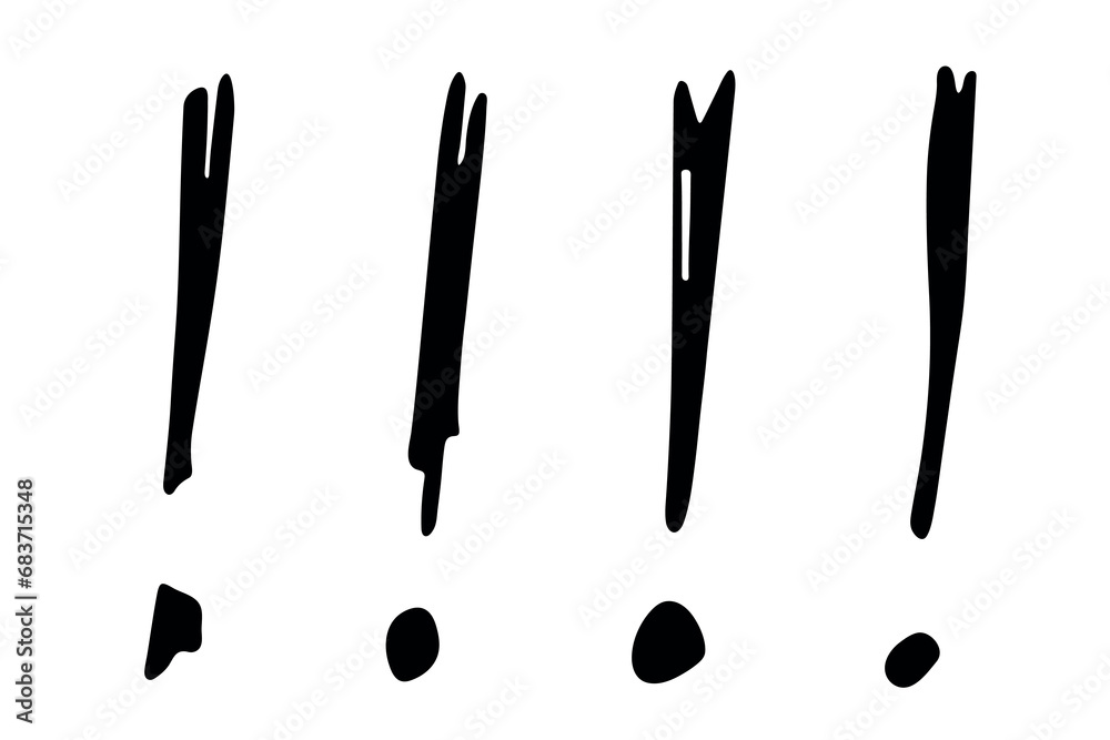 Hand drawn ink exclamation mark illustration in sketch style. Elements for design Hand drawn ink exclamation mark illustration in sketch style. Elements for design