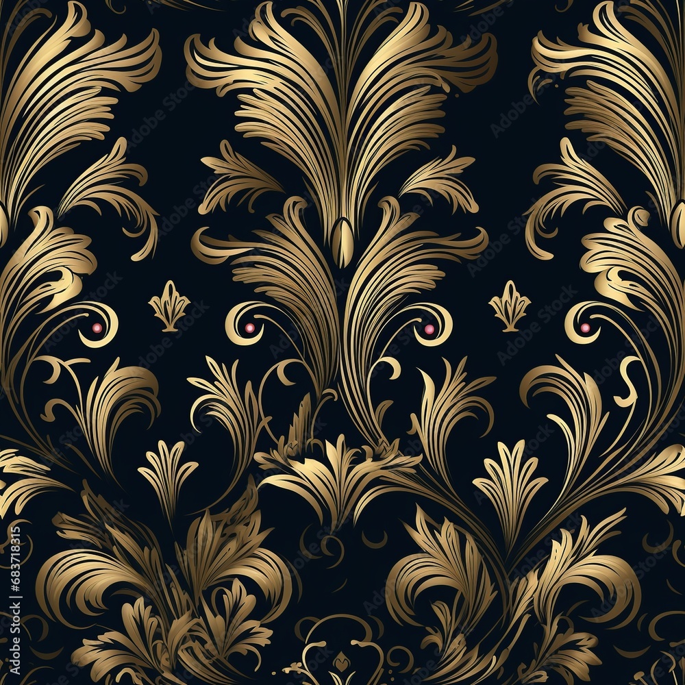 Golden Elegance: Seamless Damask Pattern for Luxurious Backgrounds Golden Elegance: Seamless Damask Pattern for Luxurious Backgrounds