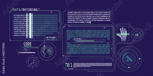 HUD interface design for decoding satellite data.