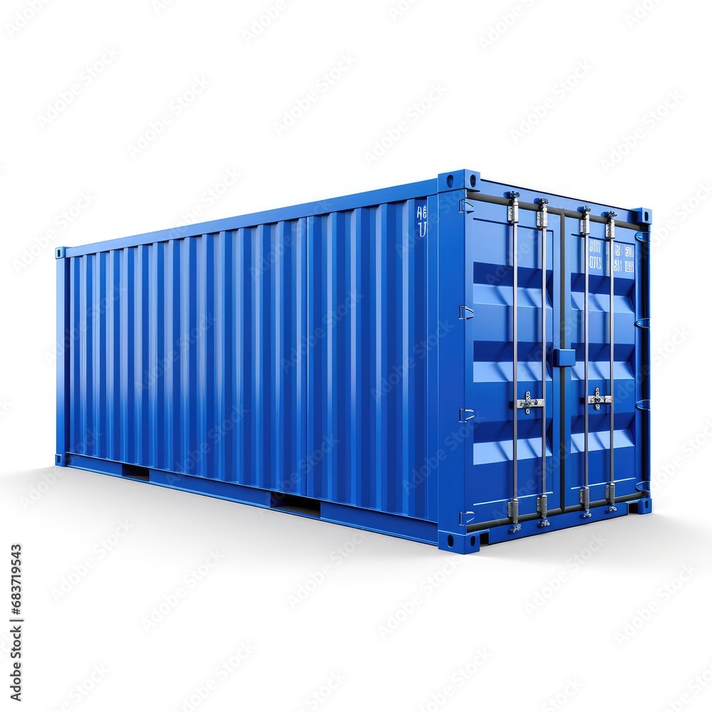 Blue cargo container isolated on white background Blue cargo container isolated on white background