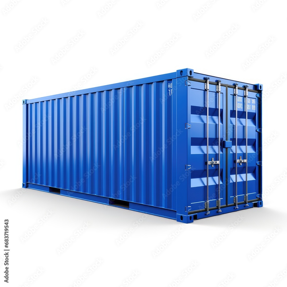 Blue cargo container isolated on white background