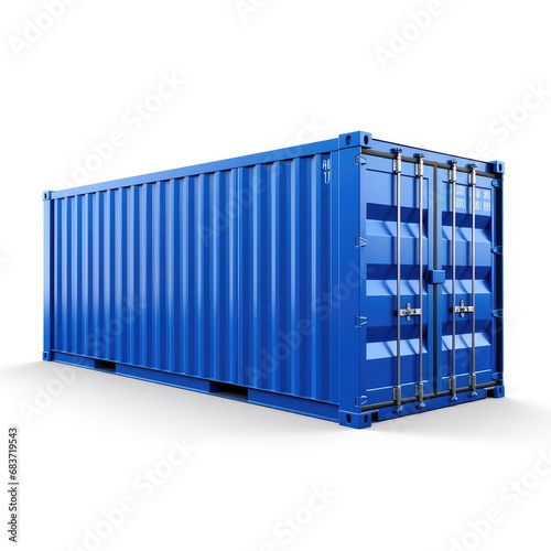 Blue cargo container isolated on white background