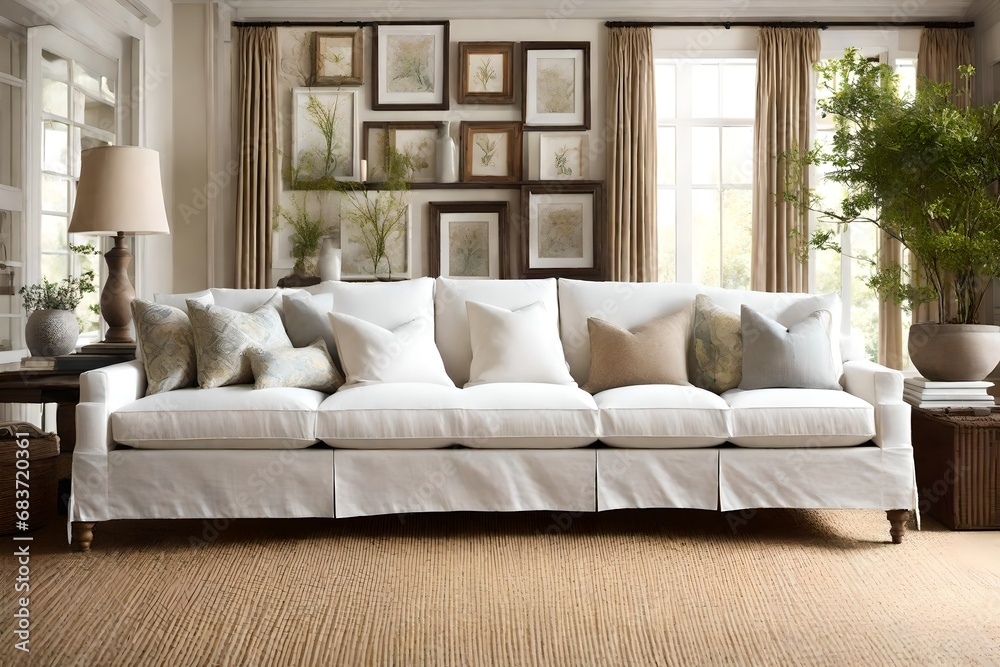 Showcase the versatility of a Slipcovered Sofa in a fresh, airy environment. Showcase the versatility of a Slipcovered Sofa in a fresh, airy environment.