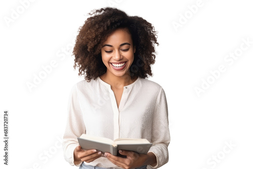 Wallpaper Mural smiling mulatto woman reading a book Torontodigital.ca
