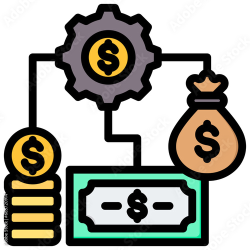 Manage Money Outline Color Icon