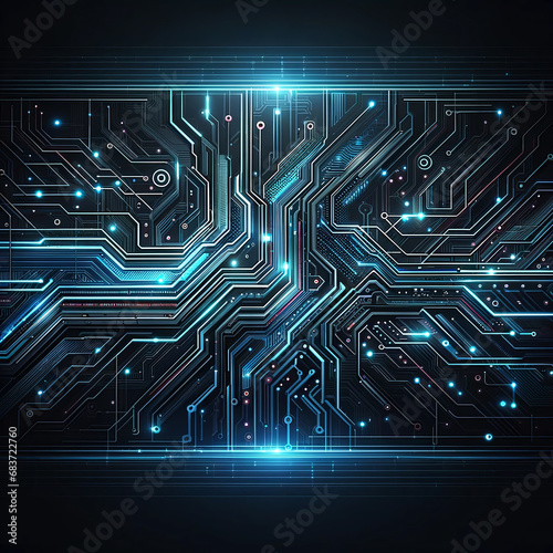 A futuristic and tech-inspired website background, featuring a digital circuit board pattern with glowing neon lines on a dark background. The design is sleek and high-tech.