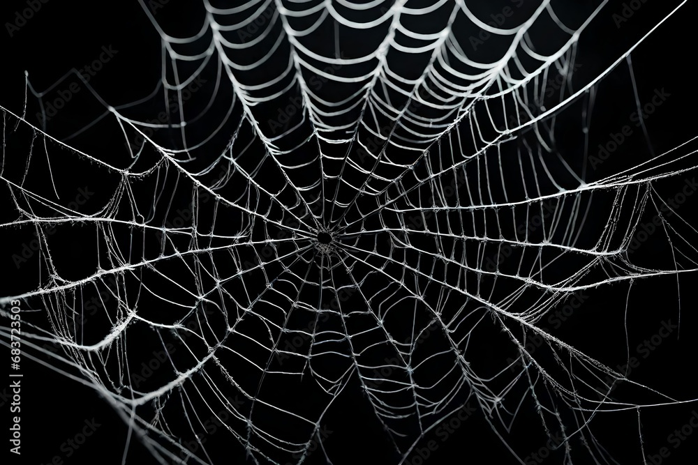 Fototapeta premium artistic view, a dark spider web against black background, 8k.