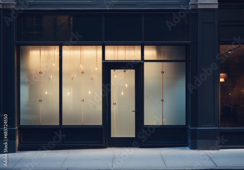 Modern luxury store with elegant design and stylish lighting concept, Store mockup or template in the style of minimalism