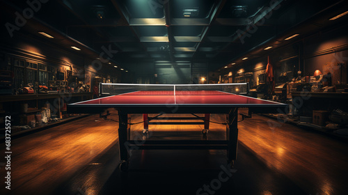Ping-pong tennis table.