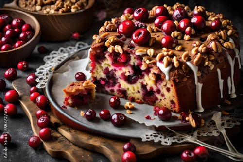 Cranberry Walnut Cake, a celebration of tart cranberries and crunchy walnuts. 
