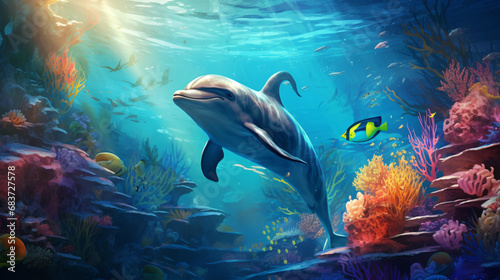 Dolphin swims © Johnu
