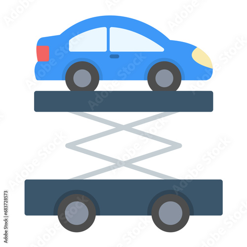 Car Lift Flat Multicolor Icon