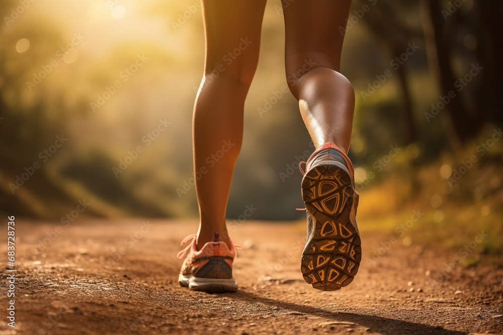 Runner athlete running on mountain trail.fitness jogging workout wellness concept. Runner athlete running on mountain trail.fitness jogging workout wellness concept.