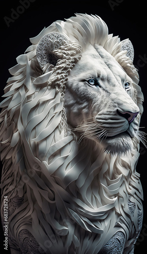 Portrait Calm and Confidence White Lion Head Background