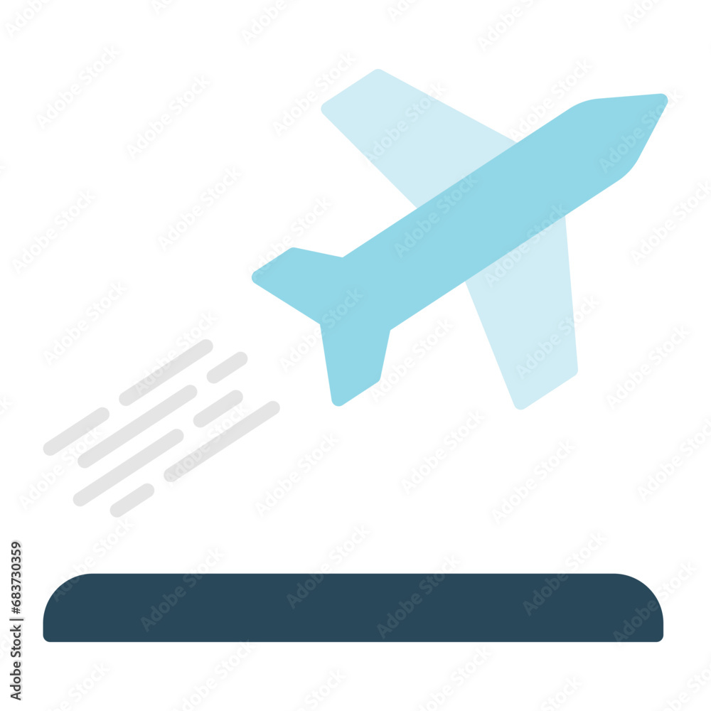 Obraz premium Plane Departure Flat Multicolor Icon