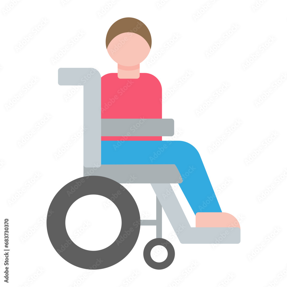 Disabled Person Flat Multicolor Icon