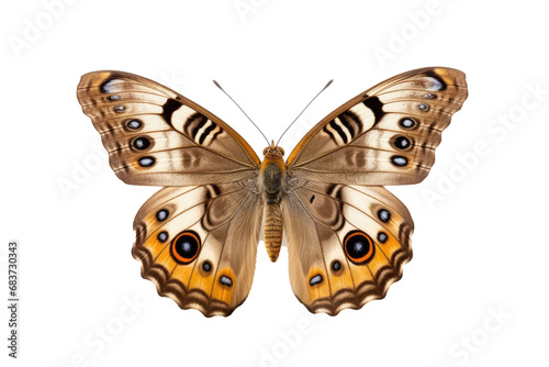 Beautiful butterfly in full body close-up portrait, flying butterfly med transparent background 