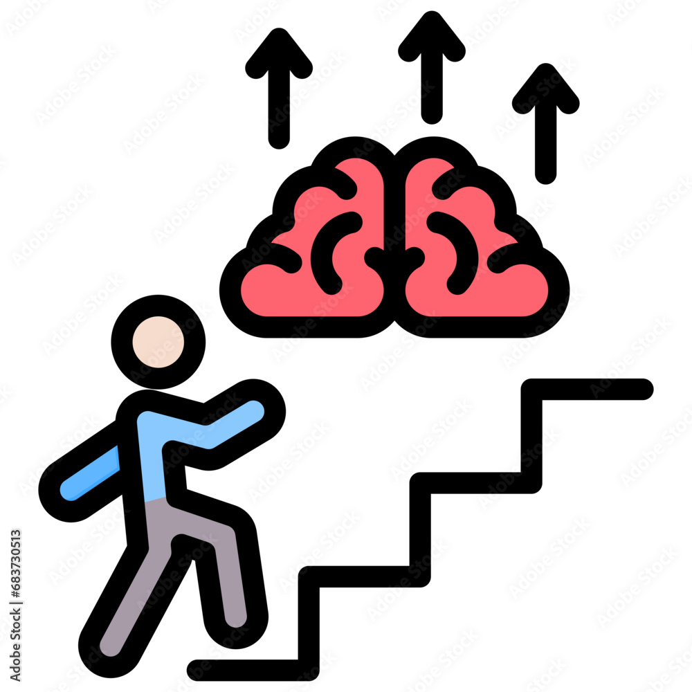 Self Improvement Outline Color Icon Self Improvement Outline Color Icon