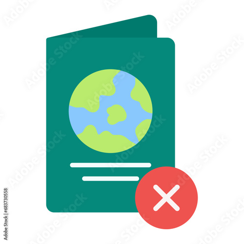 Passport Rejected Flat Multicolor Icon