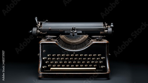 an old typewriter with a black background