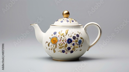 a teapot with flowers on it