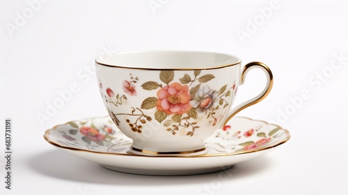 a teacup with a flower pattern