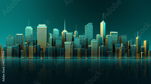 Financial city with teal background